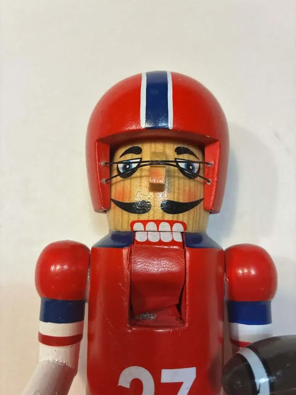 Vintage Style Wooden Football Player Nutcracker with Number 27 Jersey